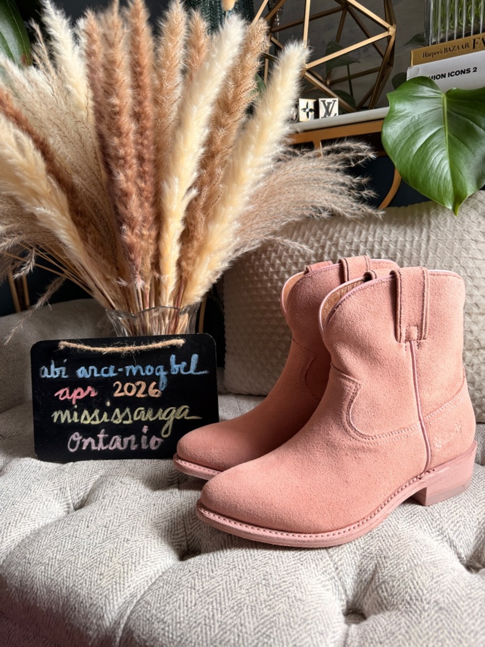 Frye Blush Pink Billy Short Suede Leather Boots